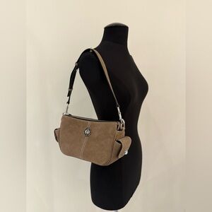 NWT Marc Jacobs turn lock suede shoulder bag - concrete